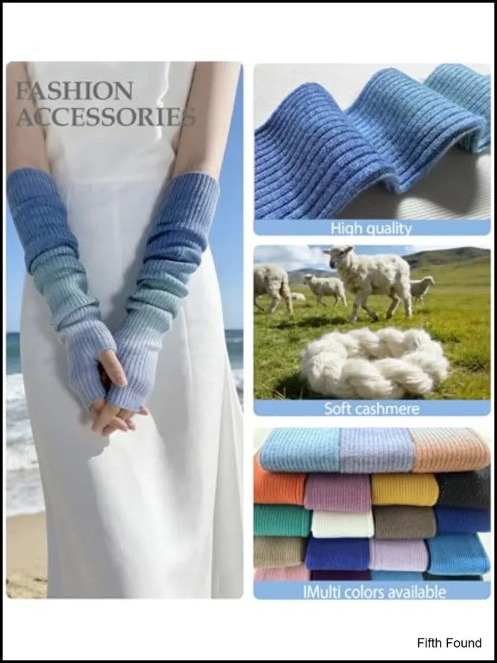 Cashmere Fingerless Gloves Arm Warmers Women Winter Cozy